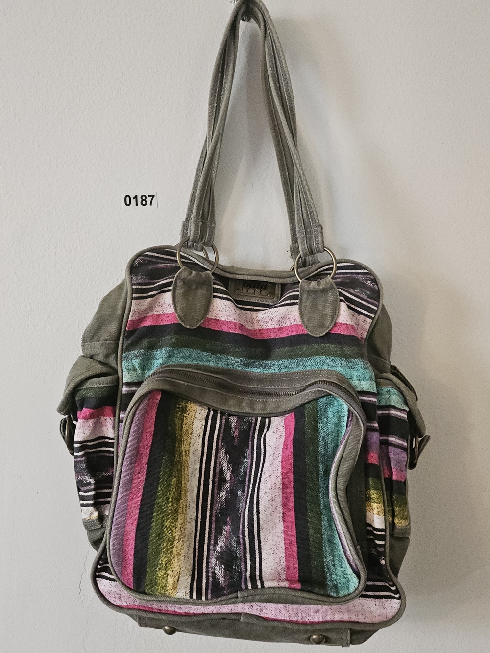 Billabong Striped Multi-Color Canvas Tote Bag - 187